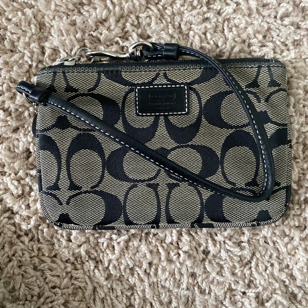 Coach Black and Gray Clutch with Signature Pattern
